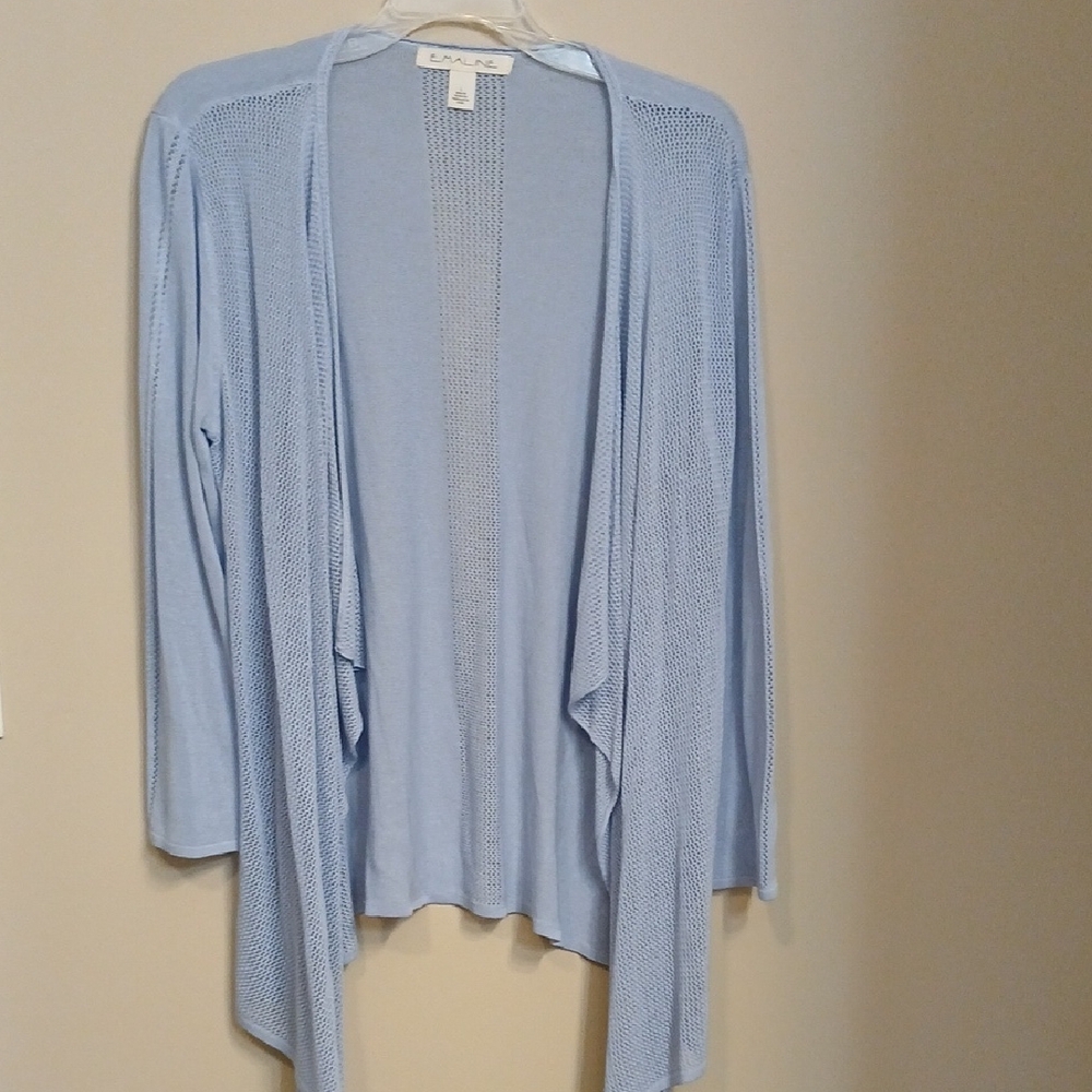 Light Blue Open-Front Knit Cardigan - Women's